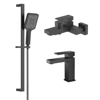 Комплект смесителей для ванны и душа Aquatek Либра AQ1630MB черный матовый