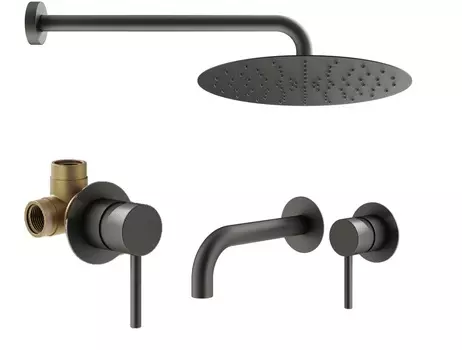 Комплект смесителя для раковины с верхним душем Plumberia Selection IXO KITXO01GR210 графит матовый