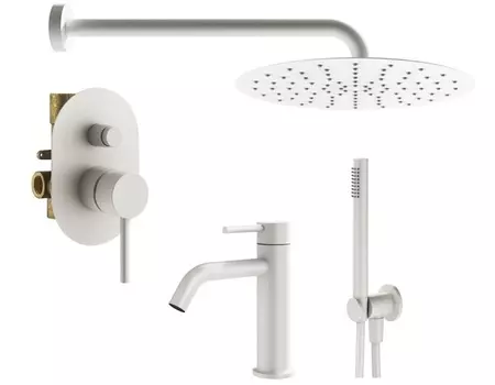 Комплект смесителя для раковины с верхним душем Plumberia Selection IXO KITXO15BO53 белый матовый