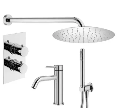 Комплект смесителя для раковины с верхним душем Plumberia Selection IXO KITXOT18QCR53 с термостатом, хром