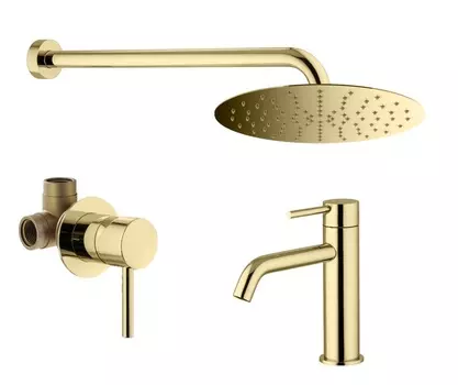 Комплект смесителя для раковины с верхним душем Plumberia Selection IXO KITXO01OR53 золото 24К