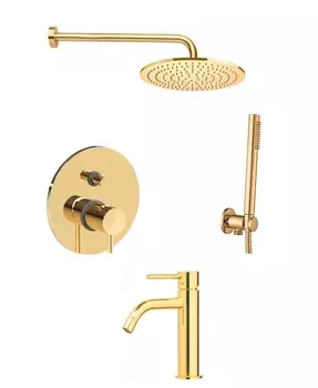 Комплект со смесителем для раковины Paffoni Light KITLIG015HG071 медовое золото