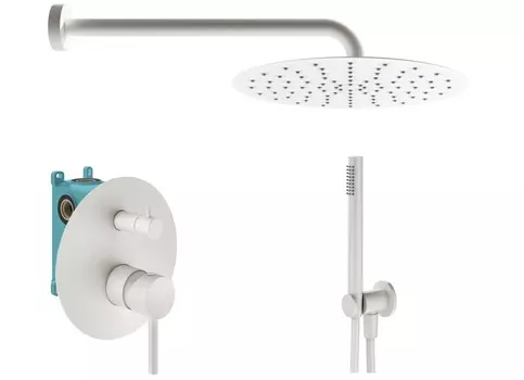 Комплект со смесителем и верхним душем Plumberia Selection IXO KITXO18BO белый матовый