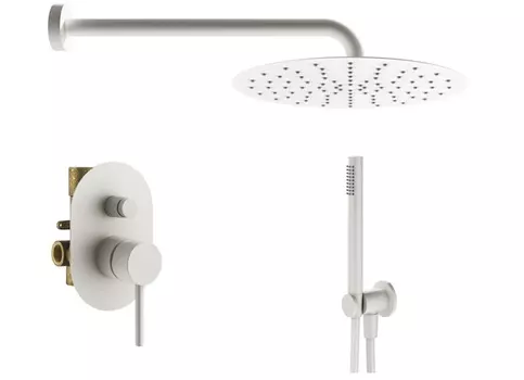 Комплект со смесителем и верхним душем Plumberia Selection IXO KITXO15BO белый матовый