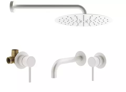 Комплект со смесителем, изливом и верхним душем Plumberia Selection IXO KITXO01BO210 белый матовый