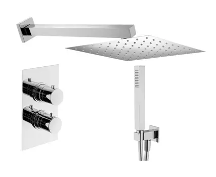 Комплект со смесителем, ручным и верхним душем Plumberia Selection TAG KITTGT18QCR с термостатом, хром