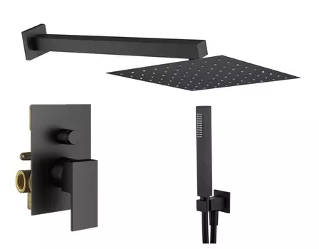 Комплект со смесителем, ручным и верхним душем Plumberia Selection TAG KITTG15NO черный матовый