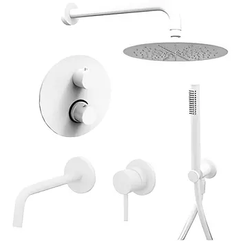 Комплект со встраиваемым смесителем для раковины Paffoni Light KITLIQ018BO006 с термостатом, белый матовый