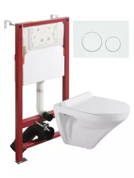 Комплект унитаз подвесной Agger ATI06100+APB188 с микролифтом + инсталляция + кнопка белая