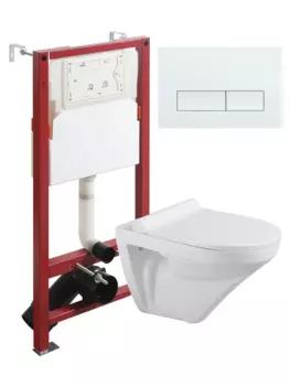 Комплект унитаз подвесной Agger ATI06100+APB288 с микролифтом + инсталляция + кнопка белая