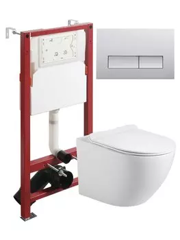 Комплект унитаз подвесной Agger ATI09150+APB200 с микролифтом + инсталляция + кнопка