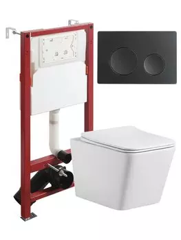 Комплект унитаз подвесной Agger ATI10150+APB144 с микролифтом + инсталляция + кнопка