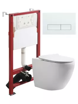 Комплект унитаз подвесной Orange CI07-100W+APB288 с микролифтом + инсталляция + кнопка белая