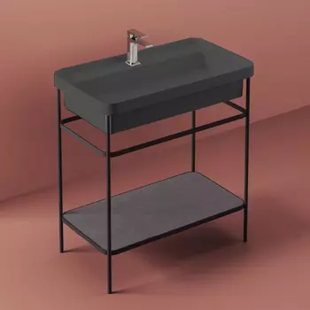 Консоль с раковиной Artceram Fuori Scala 60 см черная матовая с черной раковиной