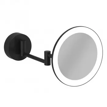 Косметическое зеркало Kludi Vela R 5899539W с подсветкой, 3-х кратное увеличение, черное матовое