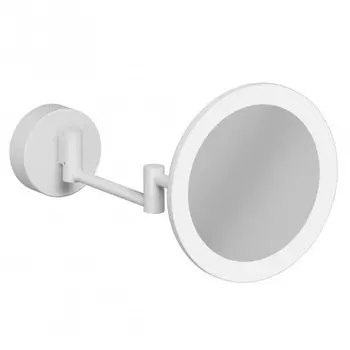 Косметическое зеркало Kludi Vela R 5899553W с подсветкой, 3-х кратное увеличение, белое матовое
