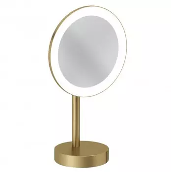 Косметическое зеркало Kludi Vela R 58995N0F с подсветкой, 3-х кратное увеличение, золото