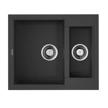 Кухонная мойка 60 см Omoikiri Sakaime 60-2-BL с донным клапаном черный
