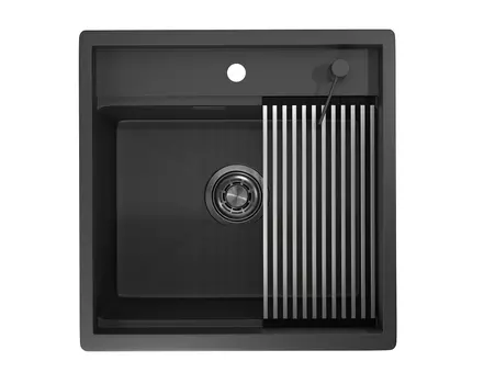 Кухонная мойка Granula Kitchen Space 50 см 5051, ЧЕРНЫЙ МАТОВЫЙ