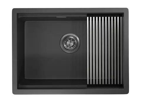 Кухонная мойка Granula Kitchen Space 60 см 6045U, ЧЕРНЫЙ МАТОВЫЙ