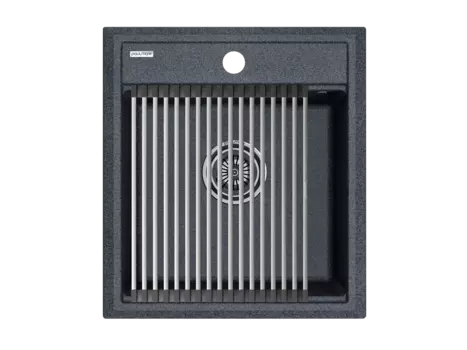 Кухонная мойка Paulmark STEPIA 45 + STEP PM114651-DG+R375-BS графит+ Ролл-мат STEP