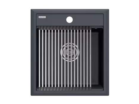 Кухонная мойка Paulmark STEPIA 45 + STEP PM114651-AN+R375-BS антрацит + Ролл-мат STEP