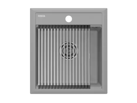 Кухонная мойка кварцевая Paulmark STEPIA 45+STEP 45 см серый дым с ролл-матом