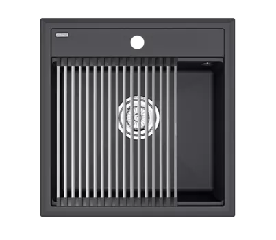 Кухонная мойка Paulmark STEPIA 50 + STEP PM115051-AN+R375-BS антрацит + Ролл-мат STEP