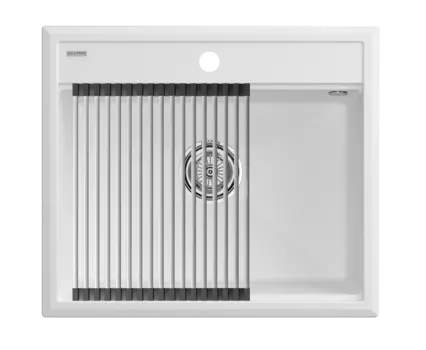 Кухонная мойка Paulmark STEPIA 60 + STEP PM115951-WH+R375-BS белый + Ролл-мат STEP