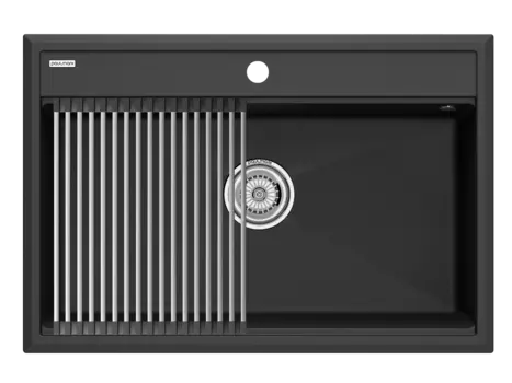 Кухонная мойка Paulmark STEPIA 80 + STEP PM117551-AN+R375-BS антрацит + Ролл-мат STEP