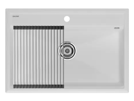 Кухонная мойка Paulmark STEPIA 80 + STEP PM117551-WH+R375-BS белый + Ролл-мат STEP