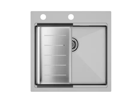 Кухонная мойка Paulmark KRONER-PRO 51 + ADVANCE PM705151-BS+A405-BS нержавеющая сталь + Коландер ADVANCE
