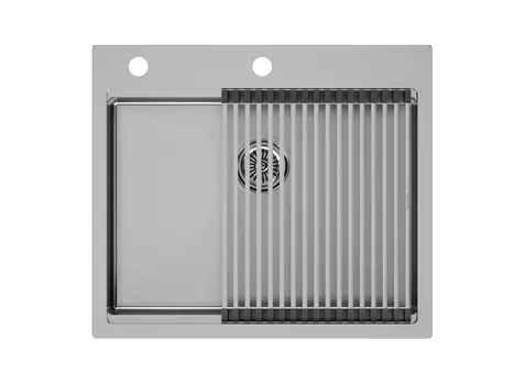 Кухонная мойка Paulmark KRONER-PRO 59 + PRO PM705951-BS+R405-BS нержавеющая сталь + Ролл-мат PRO