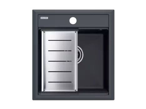 Кухонная мойка Paulmark STEPIA 45 + ADVANCE PM114651-AN+A375-BS антрацит + Коландер ADVANCE