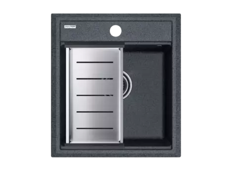 Кухонная мойка Paulmark STEPIA 45 + ADVANCE PM114651-DG+A375-BS графит + Коландер ADVANCE