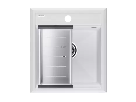 Кухонная мойка Paulmark STEPIA 45 + ADVANCE PM114651-WH+A375-BS белый + Коландер ADVANCE
