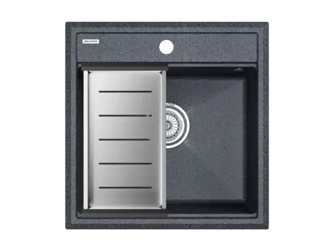 Кухонная мойка Paulmark STEPIA 50 + ADVANCE PM115051-DG+A375-BS графит + Коландер ADVANCE