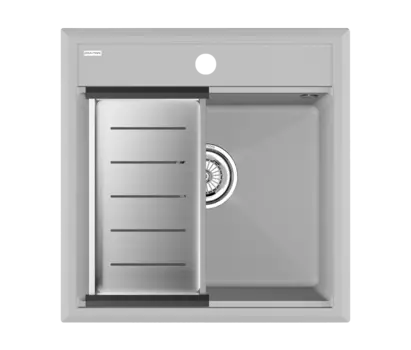 Кухонная мойка нержавеющая Paulmark STEPIA 50+ADVANCE PM115051-GRS+A375-BS 50 см серый дым с коландером