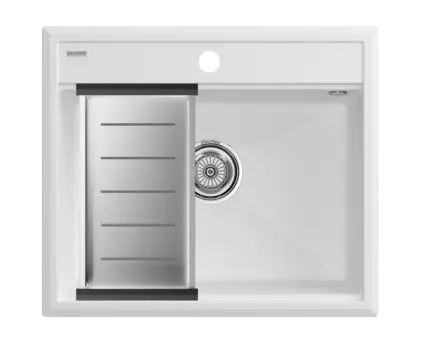 Кухонная мойка Paulmark STEPIA 60 + ADVANCE PM115951-WH+A375-BS белый + Коландер ADVANCE