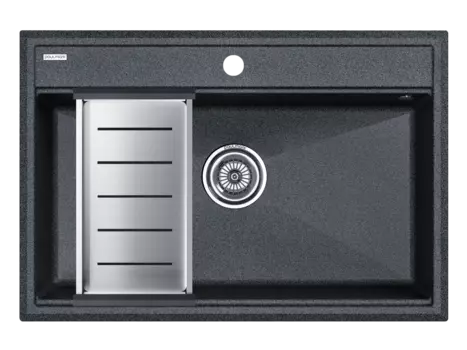 Кухонная мойка Paulmark STEPIA 80 + ADVANCE PM117551-DG+A375-BS графит + Коландер ADVANCE