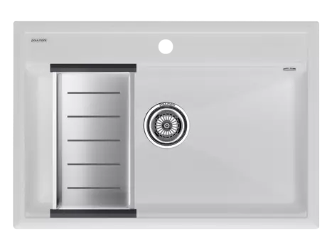 Кухонная мойка Paulmark STEPIA 80 + ADVANCE PM117551-WH+A375-BS белый + Коландер ADVANCE