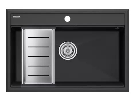 Кухонная мойка Paulmark STEPIA 80 + ADVANCE PM117551-AN+A375-BS антрацит + Коландер ADVANCE