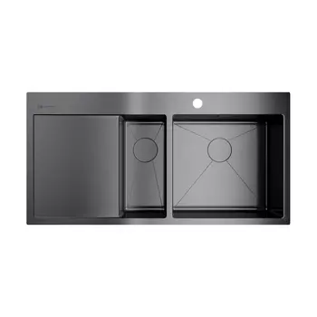 Кухонная мойка Omoikiri Akisame 100-2-GM-R нерж.сталь, вороненая сталь
