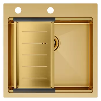 Кухонная мойка Paulmark KRONER-PRO 51 + ADVANCE PM705151-BG+A405-BG брашированное золото