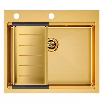 Кухонная мойка Paulmark KRONER-PRO 59 + ADVANCE PM705951-BG+A405-BG брашированное золото