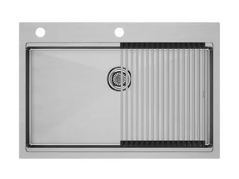 Кухонная мойка Paulmark KRONER-PRO 75 + PRO PM707551-BS+R405-BS нержавеющая сталь + Ролл-мат PRO