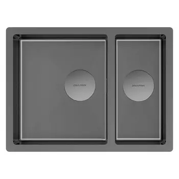 Кухонная мойка Paulmark NEXT 58/2S UNI PM225844-GM вороненая сталь