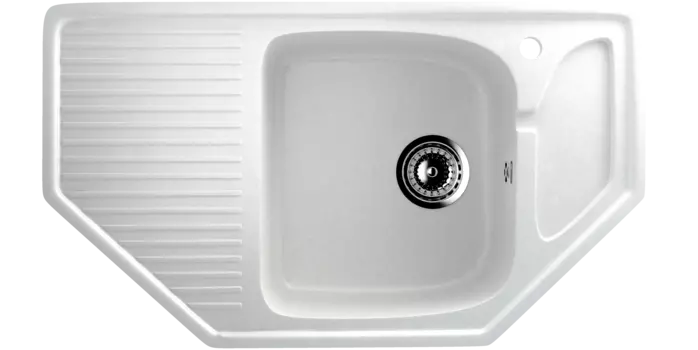 Кухонная мойка Ulgran Classic 78 см U-609-341 ультра белая, угловая односекционная реверсивная