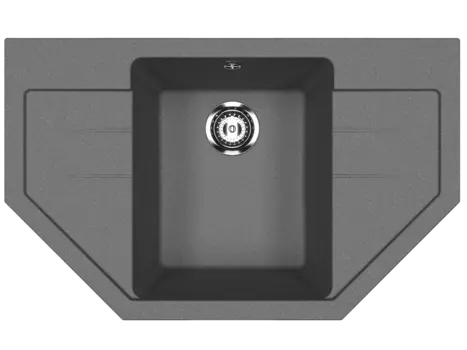 Кухонная мойка Ulgran Classic 78 см U-609-343 антрацит, угловая односекционная реверсивная