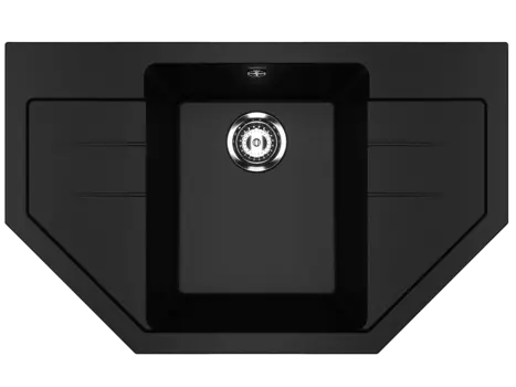 Кухонная мойка Ulgran Classic 78 см U-609-344 черная, угловая односекционная реверсивная